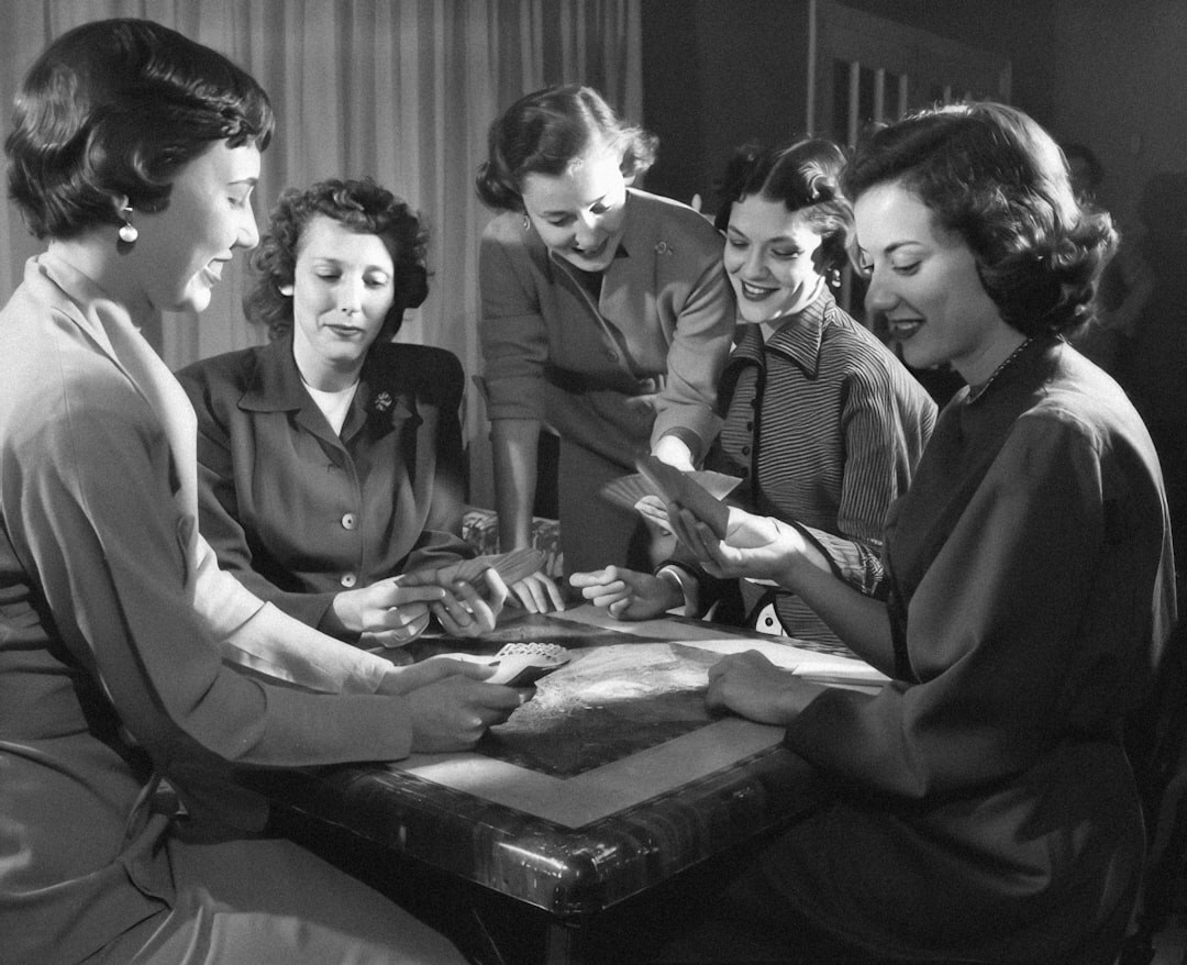 group of women knitting together