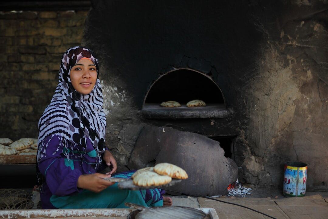 woman baking bread