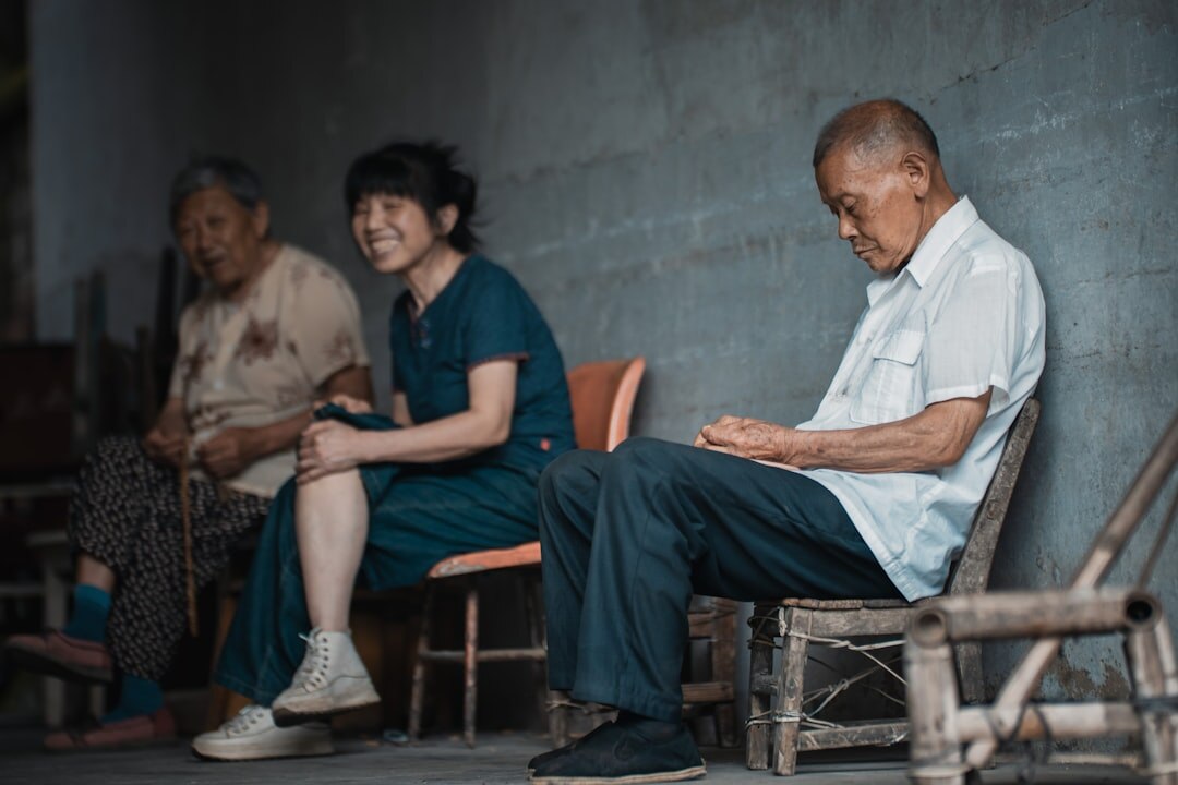 elderly man sharing story